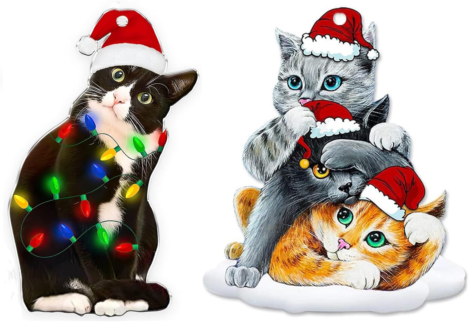 DDlife 2 Pcs Black Cat Ornament,Cute Cat Christmas Xmas