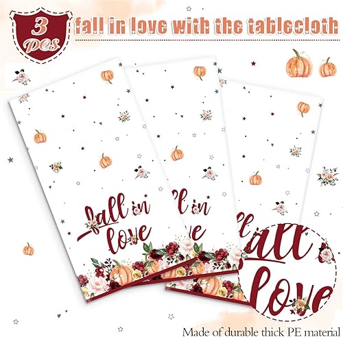Miniatura 3 de 3 manteles de otoño enamorados, decoración de despedida de soltera, otoño, vino, floral, calabaza, desechables, fundas de mesa de plástico para