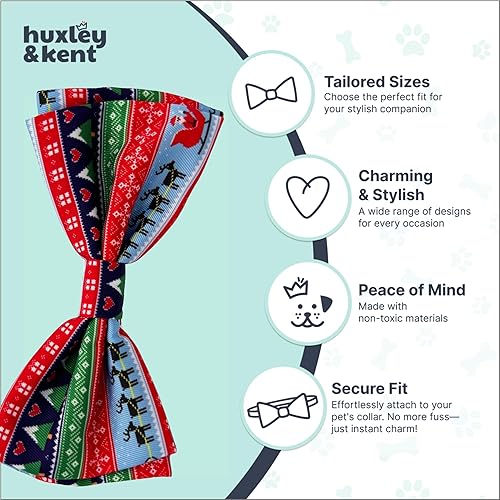 Miniatura 5 de Huxley & Kent Pajarita para mascotas  Suéter feo (pequeño)  Accesorio de lazo de velcro para Navidad  Divertidas pajaritas para perros y gatos