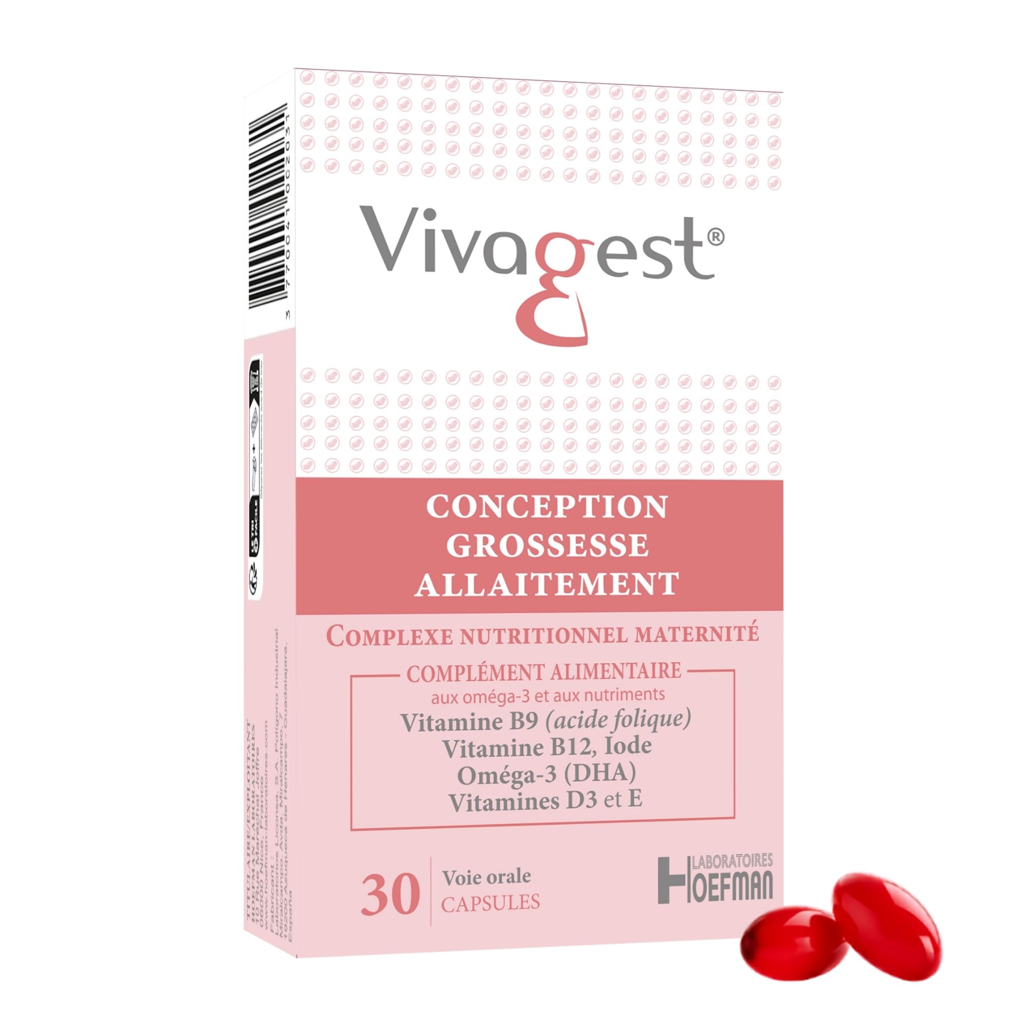 Complément Alimentaire Triple Action – Désir de Grossesse & Préconception, Grossesse, Allaitement – Oméga 3 DHA EPA, Complexe Vitamines B9+B12, D3, E, Iode (30 Capsules, 1 mois)