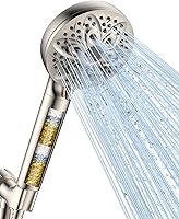 Vista 11 de Cabezal de ducha de mano de 6 ajustes, JDO - Cabezal de ducha de mano de alta presión, 4.7 pulgadas de cromo desmontable con manguera de acero
