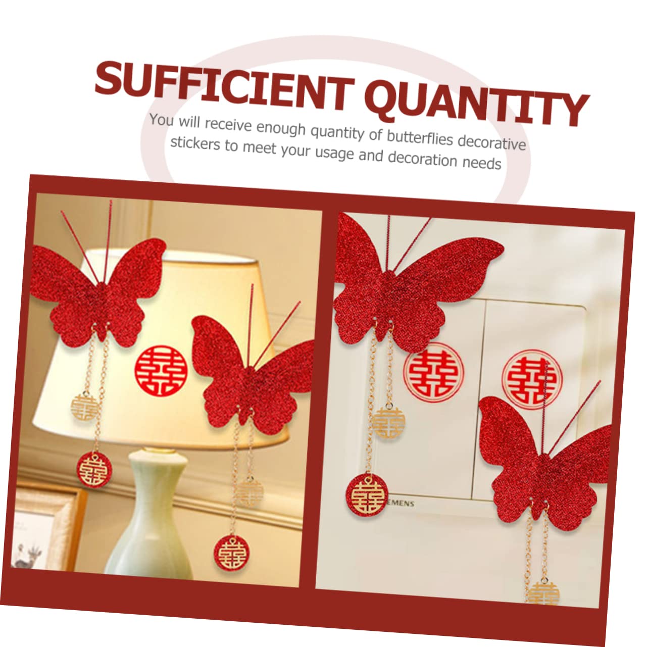 STOBAZA 20 Stk Schmetterlings-ornament Schmetterling Party Dekorationen Schmetterling Dekorationen Braut Aufkleber Hochzeitsdekorationen 3d Rot Festlich Krawatte Funkeln