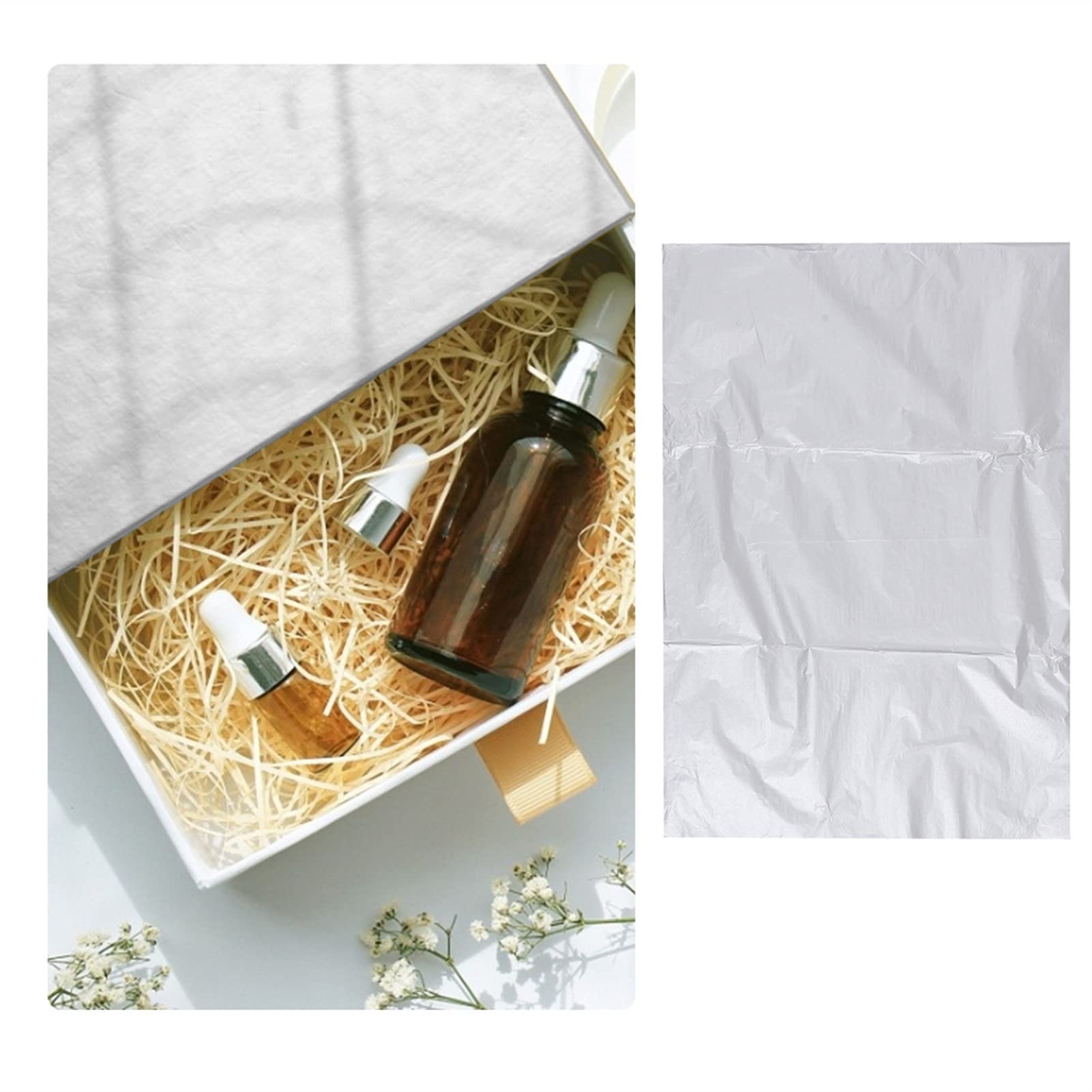 Papier do pakowania w rolce, 100 szt. Dekoracyjne bibułka do pakowania prezentów na walentynki festiwal ślubny papier prezentowy urodziny(Silver)