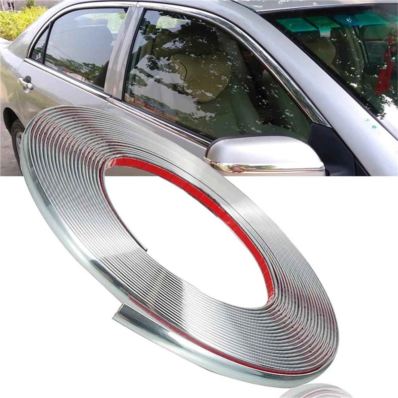 Bande adhésive chromée de voiture en PVC 13.0M argent voiture Chrome décoration moulage garniture bande bande Auto bricolage autocollant de protection 6mm universel pare-chocs fenêtre porte protecteur