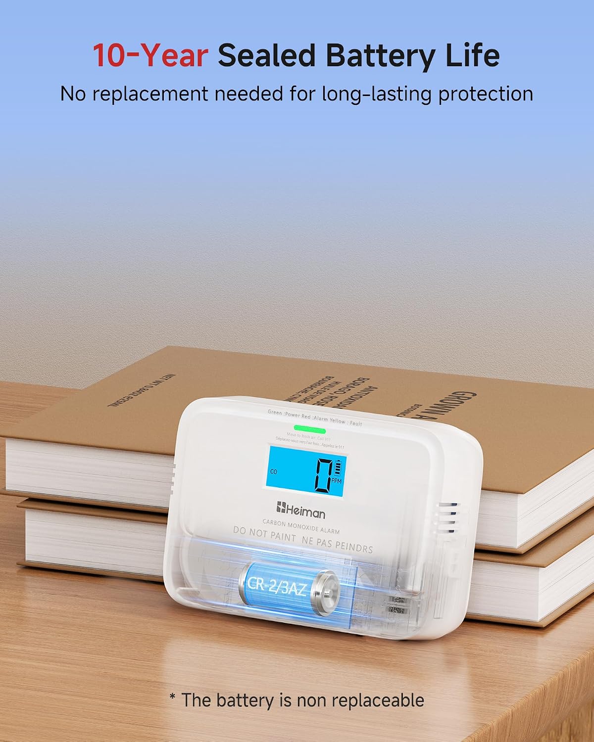 Heiman Carbon Monoxide Detectors, Low-Level Digital Display Mini CO Alarm