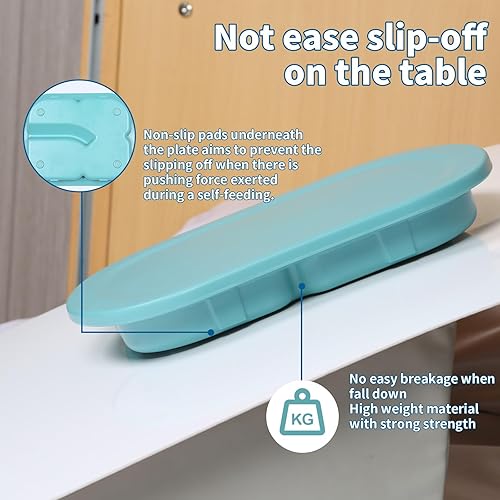 Miniatura 3 de Adaptive Utensils - Plato con peso con tapa, a prueba de derrames, 4 compartimentos divididos con pared adicional para ancianos, productos