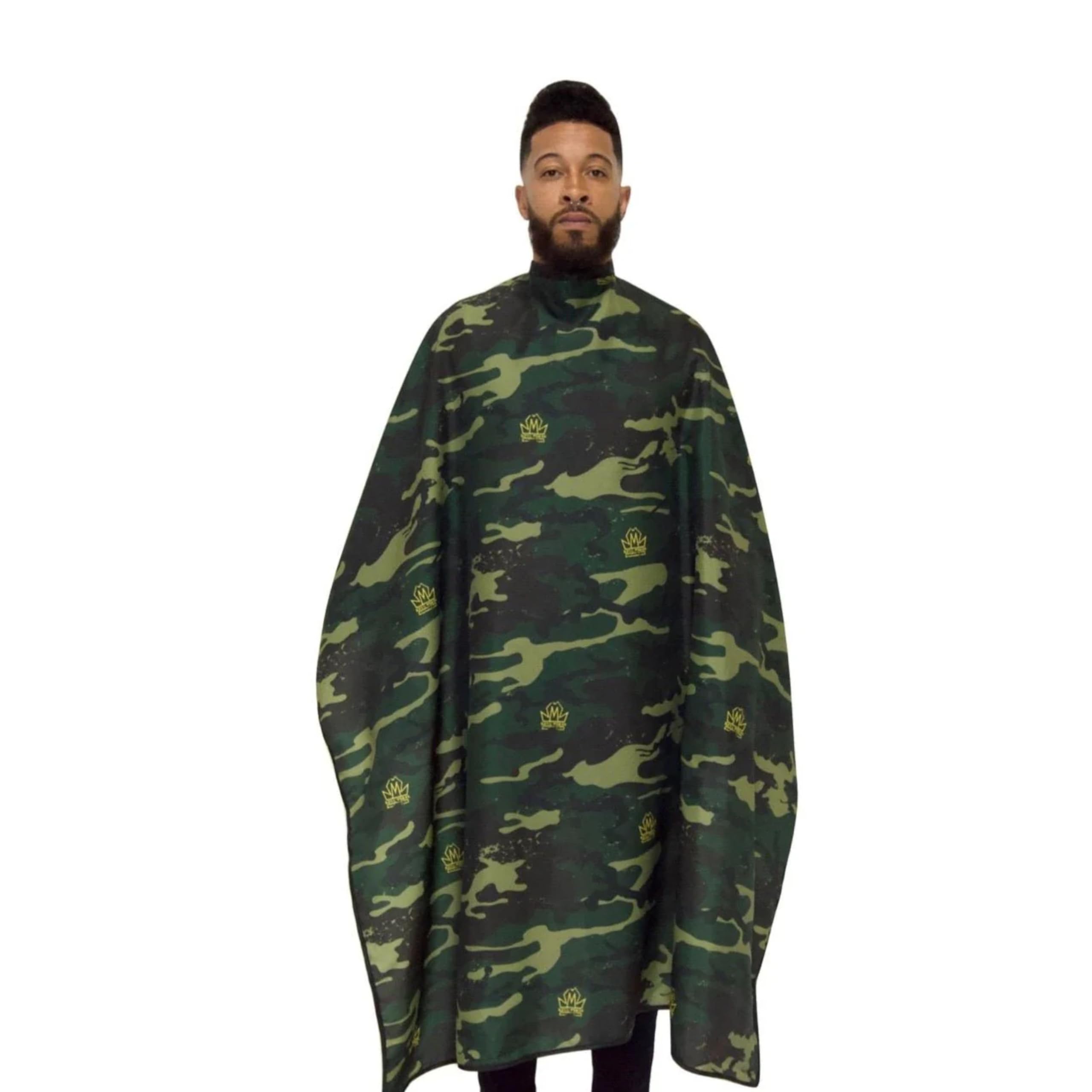 King Midas Camo Barber Cape Professional Hair Cutting Cape With Snap Buttons (Army Green)-image-27