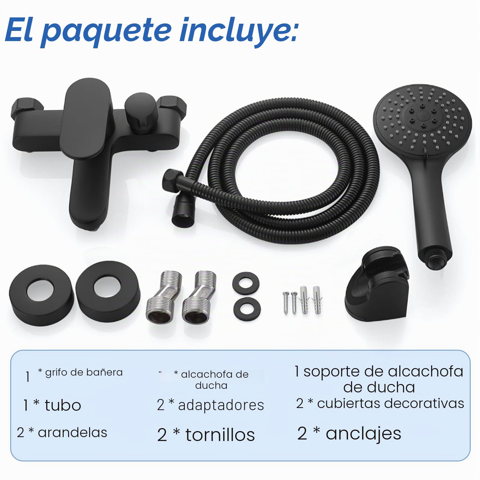 Grifo Mezclador de bañera con 3 Funciones,Ducha de Mano y Manguera de Agua de 1,5 m