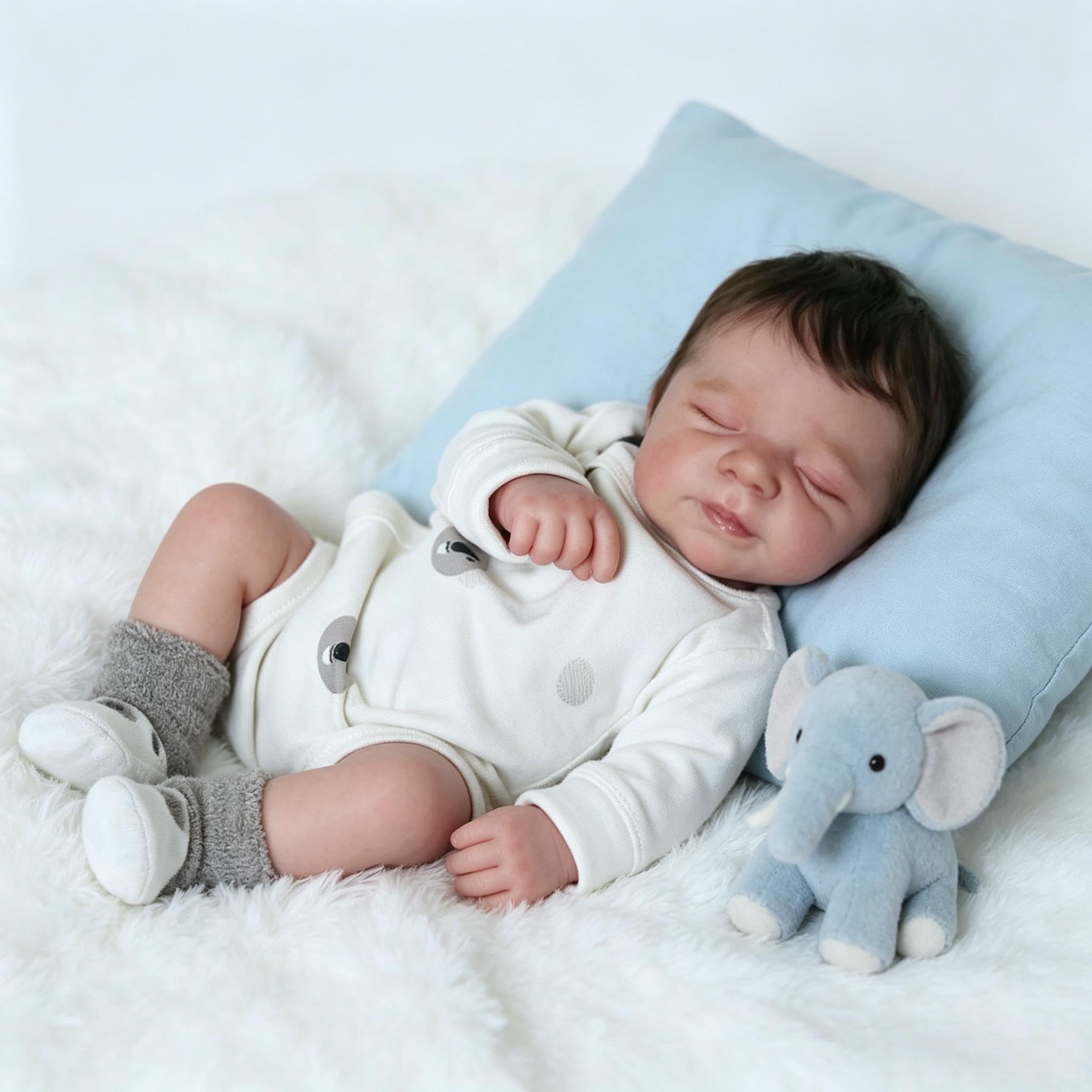 RXDOLL Realistyczne lalki Reborn Baby Dolls silikonowe na całe ciało dziewczyna 45 cm śpiące realistyczne lalki noworodka, ręcznie robione w pełni silikonowe lalki niemowlęce, Reborn Babies na Boże