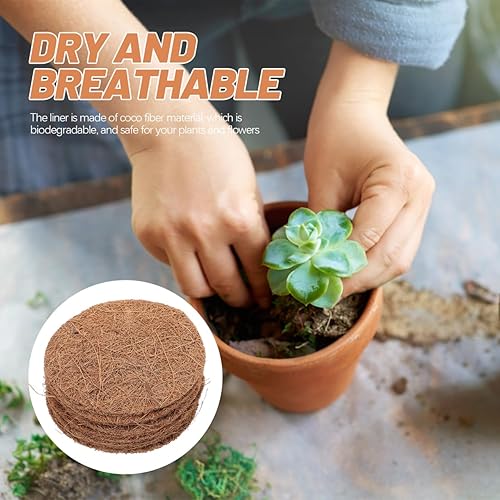 Vista 6 de 12 revestimientos de coco para cestas colgantes, revestimientos de fibra de coco natural, forro de fibra de coco natural para macetas