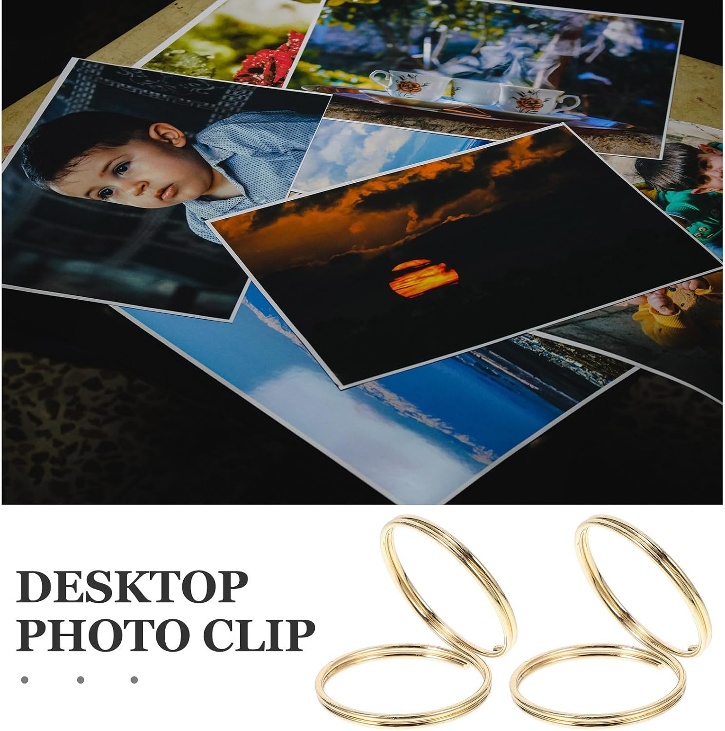 GLEAVI 50pcs Golden Iron Table Sign Holders Photo Card Holders Desktop Picture Clips for Memo Holding and Long Period Use for Party and Event Centerpieces