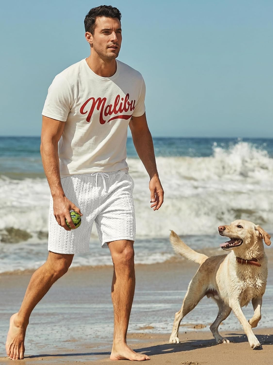 JMIERR Men's Casual Shorts 7.5 Inch Cable Knit Drawstring Elastic Waist Summer Beach Sweat Shorts for Lounge & Vacation - Image 6