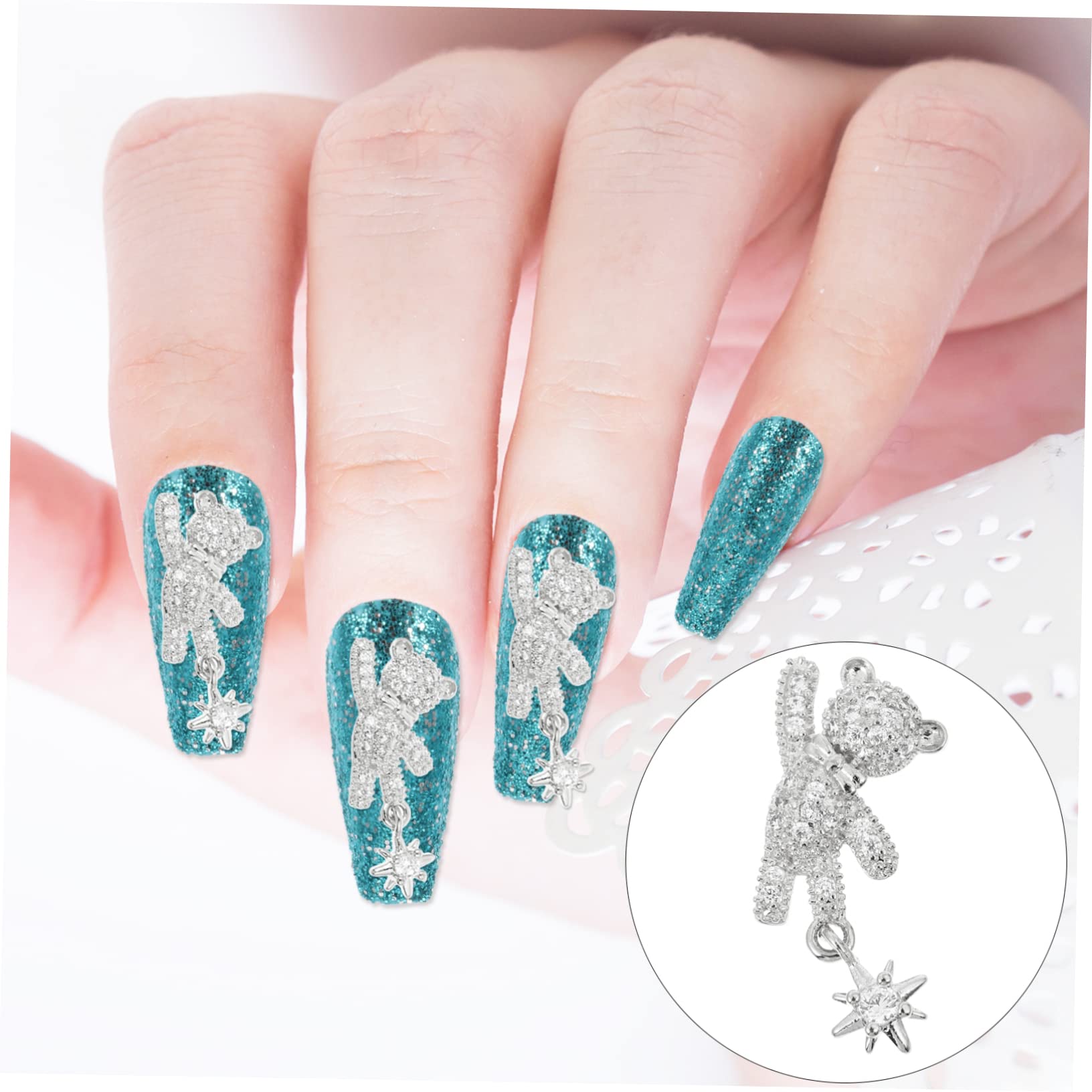 Gogogmee Nail Art Studs Bowknot Bear 5pcs Nail Art Decorations Kawaii Charm Set for Manicure