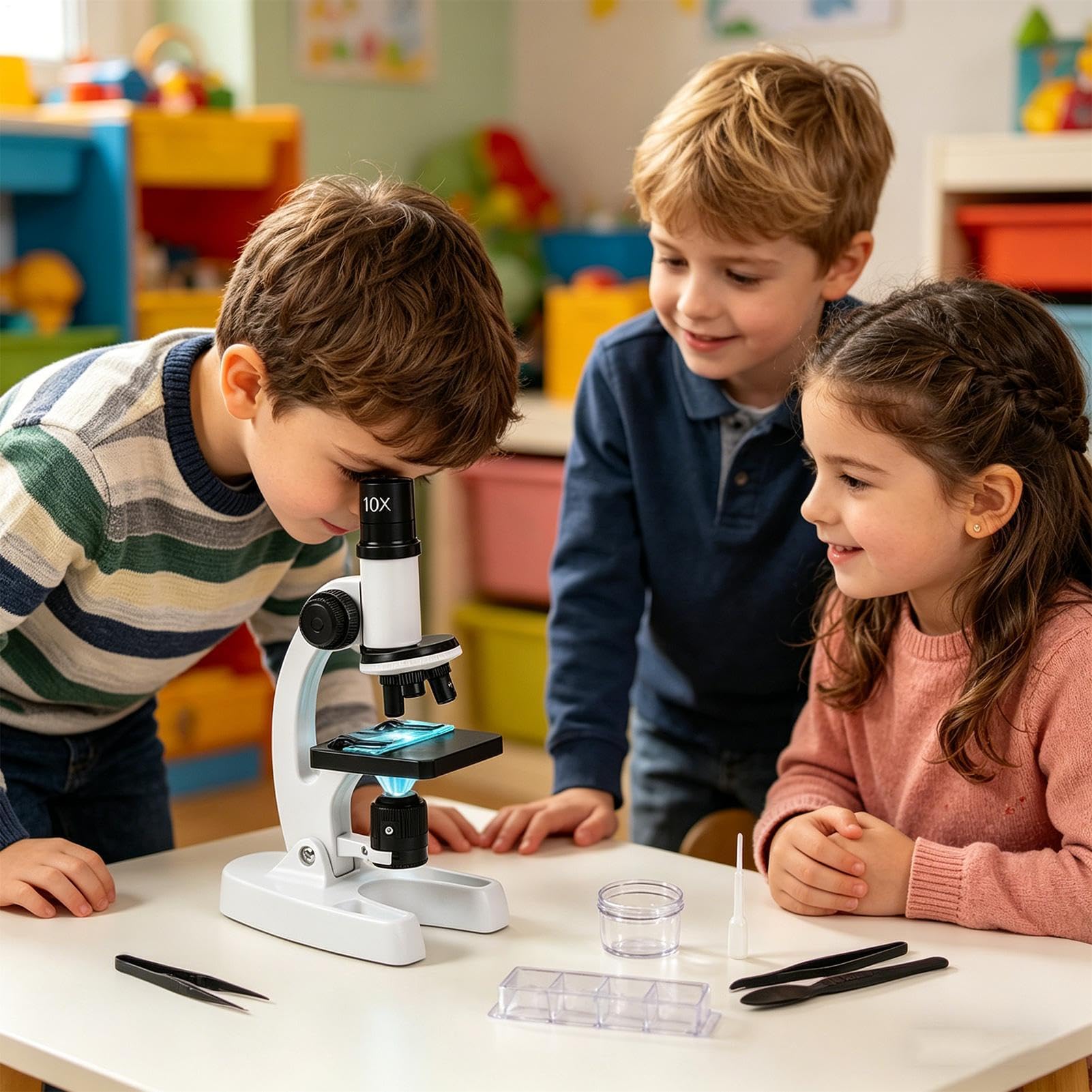 Microscopio per Bambini,Set Di Apprendimento Scientifico,Kit Scientifico Microscopio per Bambini - Per La Natura Attività All'Aria Aperta Casa Compleanni Progetti E Attività Didattiche