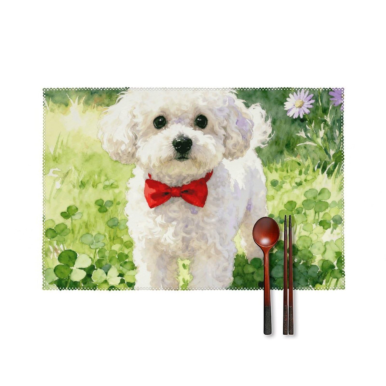 Puppy Placemats Set of 6 Wipeable Table Mats for Kitchen Dining Table Heat Resistant Waterproof Modern Indoor/Outdoor Non-Slip Easy Clean Place Mats