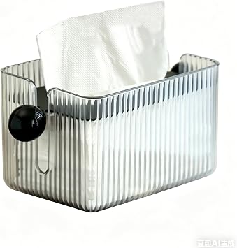 Self-Weight Pressing Tissue Box | Top Iron Cover Presses Tissues | Last Sheet Stays Flat | Visible Remaining Tissues, Works with Any Tissue | Living Room, Bedroom, Dining Table Decor