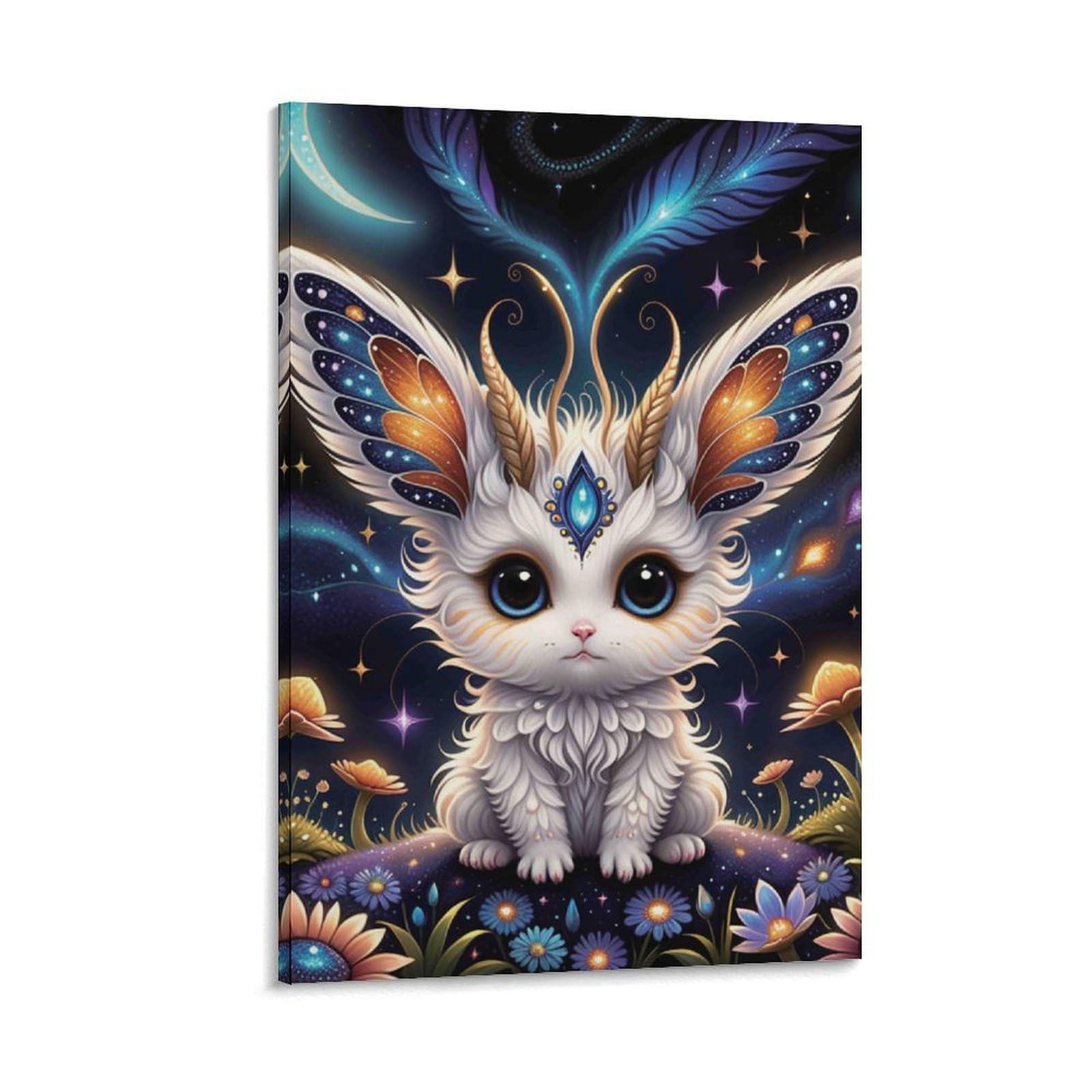 DHBANEIOK Fantasy Cat Winged Creature Wall Decor Poster Giclee Canvas Prints Modern Canvas Wall Art Picture Wall Hanging for Office Gym Living Room Decor 16x24inch(40x60cm)