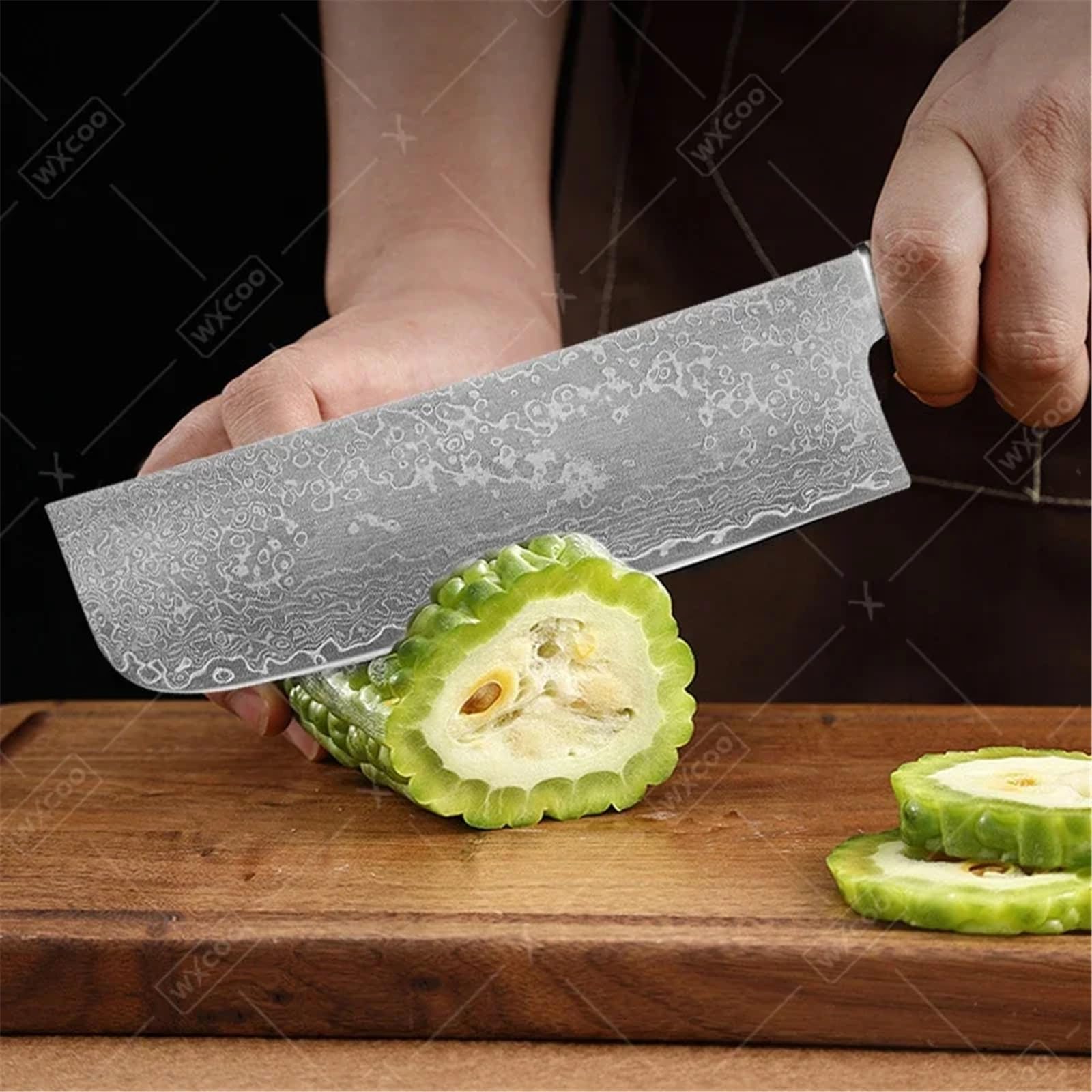 Set di coltelli da cucina ad alto tenore di carbonio, coltelli da chef giapponesi forgiati, coltello da disosso in acciaio di Damasco, mannaia affilata, pelapatate(1PC-A)