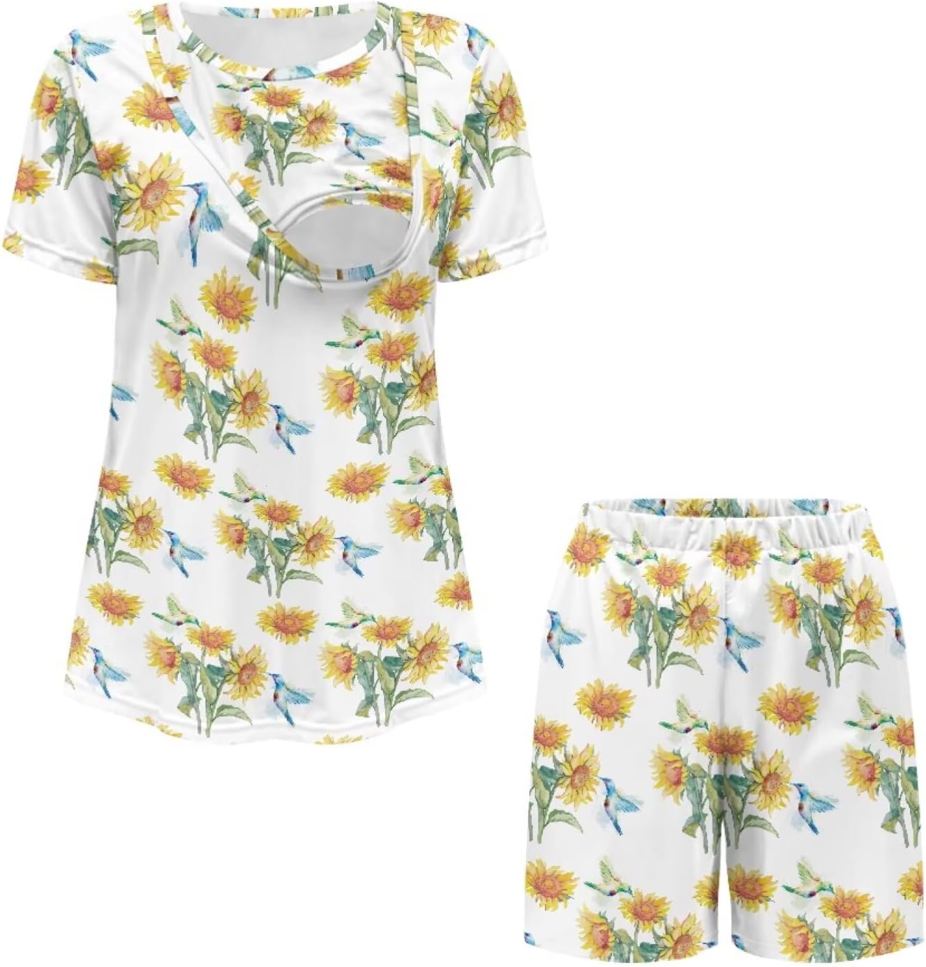 Women's Maternity Nursing Pajama Sets Soft Breastfeeding Sleepwear for Summer