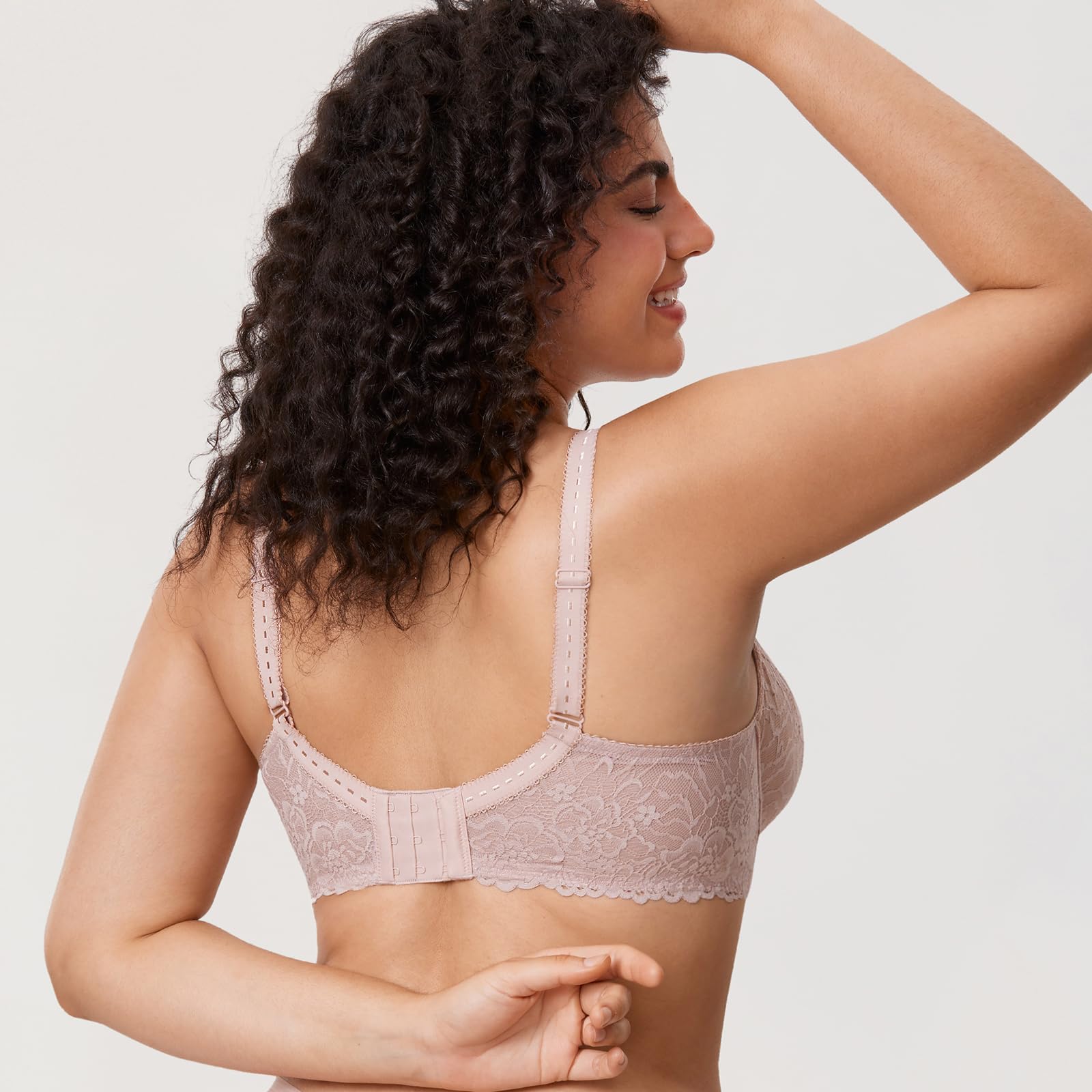 DELIMIRA Femme Soutien Gorge Grande Taille avec Armatures Dentelle Transparent