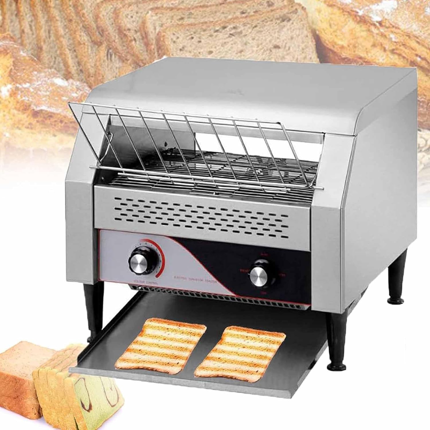 Commercial 2200W Continuous Toaster - 300 Slices/Hour - Robust Restaurant Toaster - Professional Oven - Ideal for Buffets Family Days and Camping