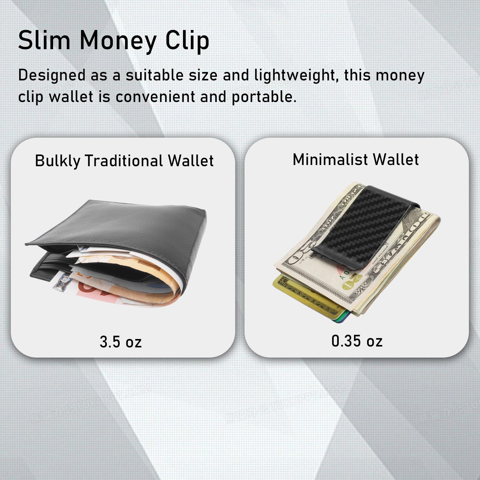 Carbon Fiber Geldklammer, Geldschein Organizer Herren Geldscheinklammer Schwarz,Money Clip zum Männer und Frauen für Geldscheine Visitenkarte Kreditkarte (Carbon Fiber)