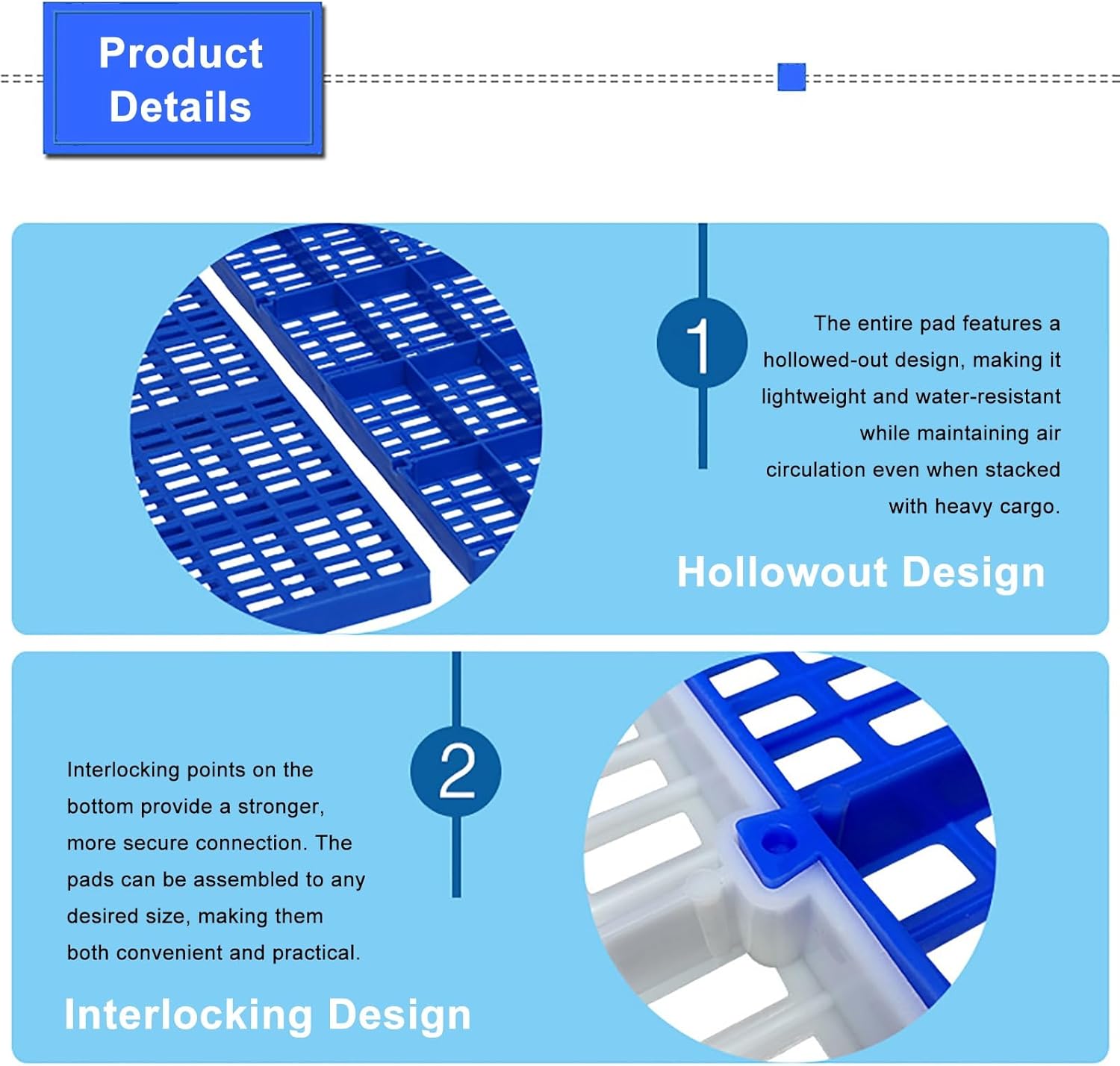 Plastic Pallets Storage Racks, Waterproof Storage Grid Pad, Lightweight Nestable Floor Pallets, for Garage Supermarket Basement(100x80x3cm/40x32x1.2in)