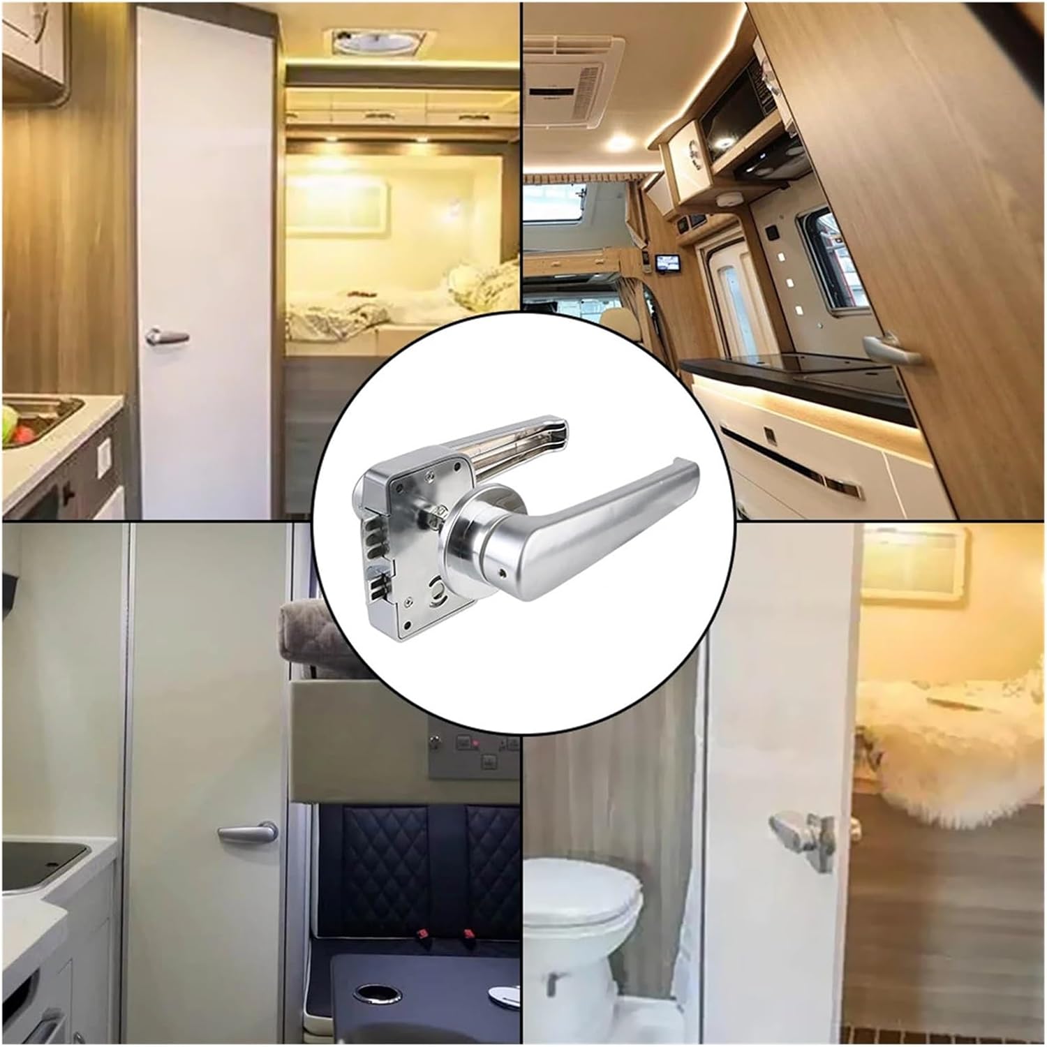 Car Bathroom Door Lock RV Toilet Door Lock RV Modification Vehicle Parts RV Boat Latch Handle Knob Locks(Black)