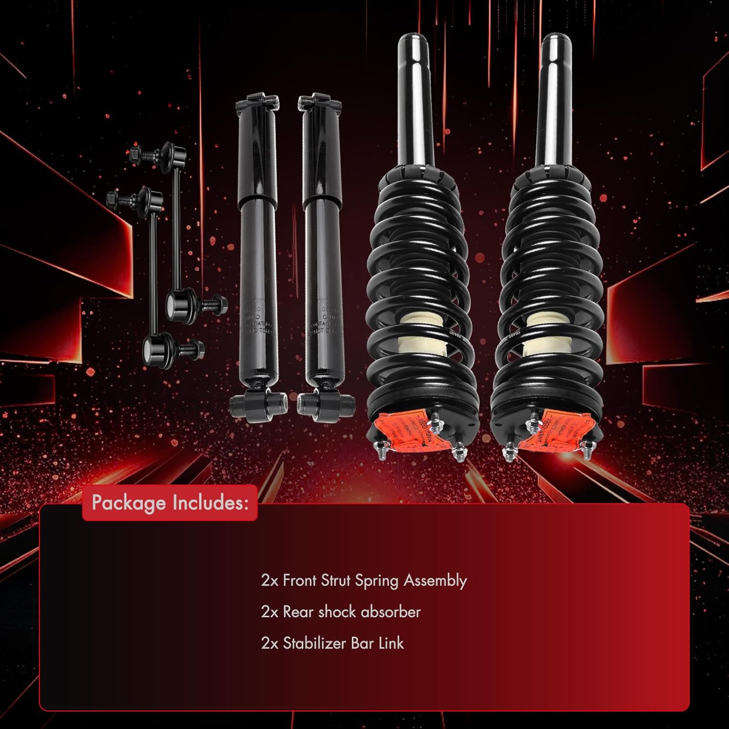 Front Complete Strut Suspension Assembly Set Rear shock absorber for 2010 2011 2012 For Ford Fusion/2010 2011 For Mercury Milan Includues Stabilizer Bar Link Replacement for OE 272596 K750415-6PCS