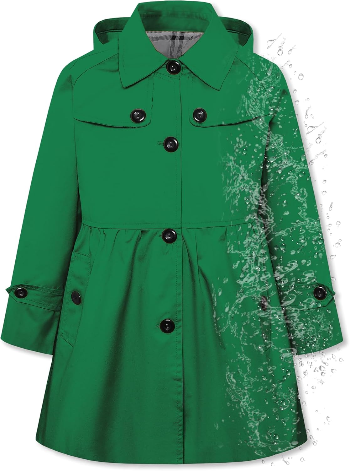 Betusline Girl's Rain Jackets Lightweight Waterproof Hooded Trench Coat Raincoats for Kids,2-14 Years