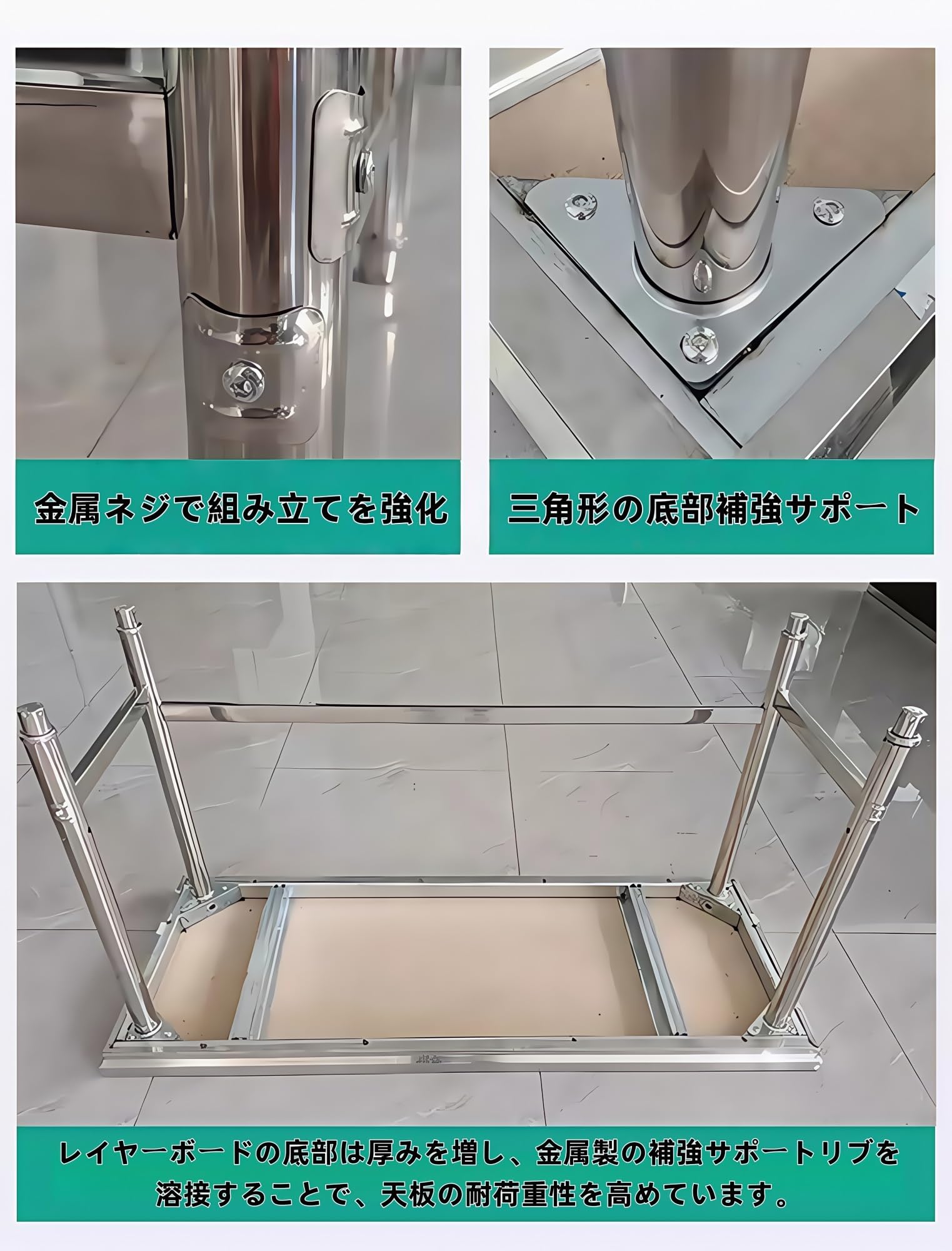 Amazon.co.jp: 作業台キッチン作業台ステンレス調理台 オープン収納耐