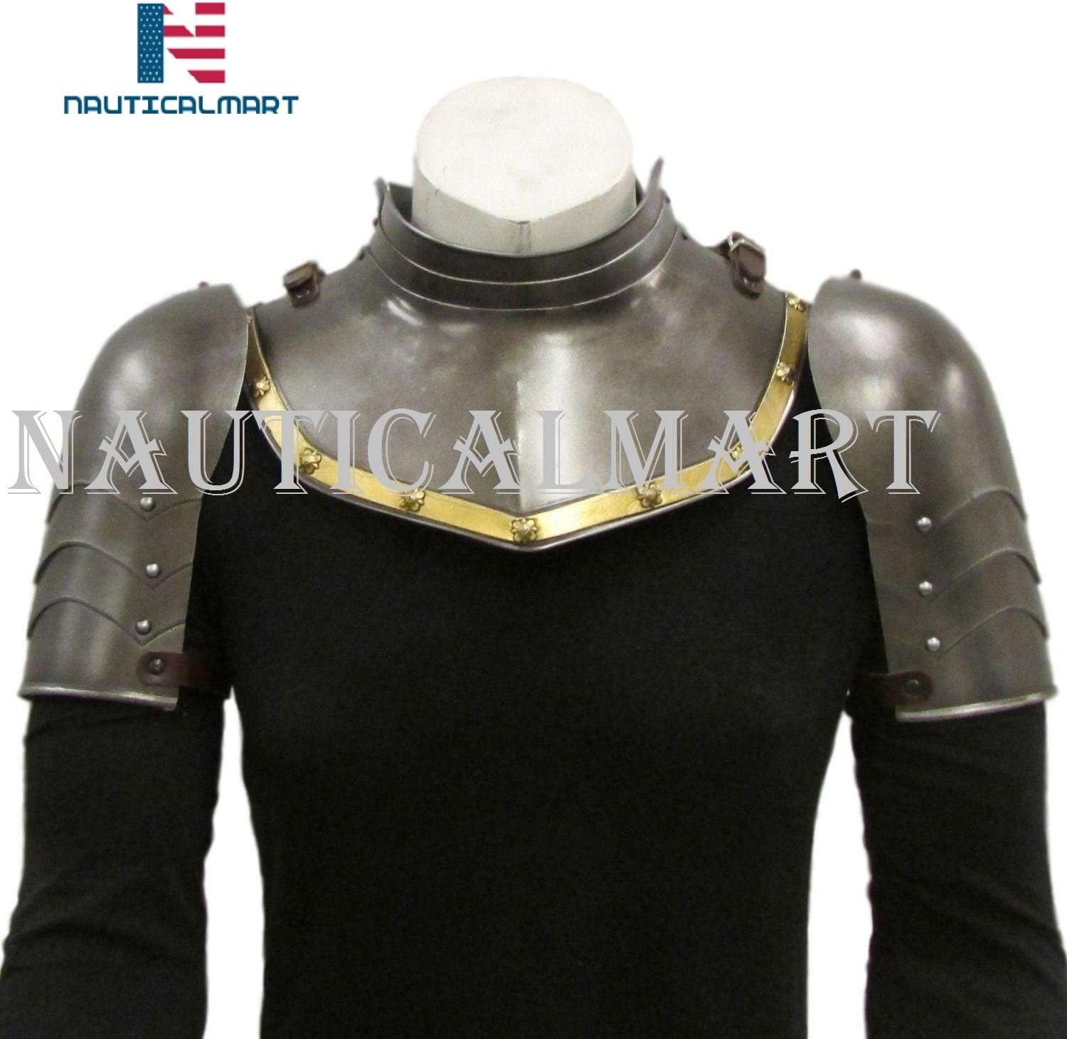 NauticalMart Plate Armour Banded Gorget Set with Pauldron Medieval Shoulder Guard Halloween Costume
