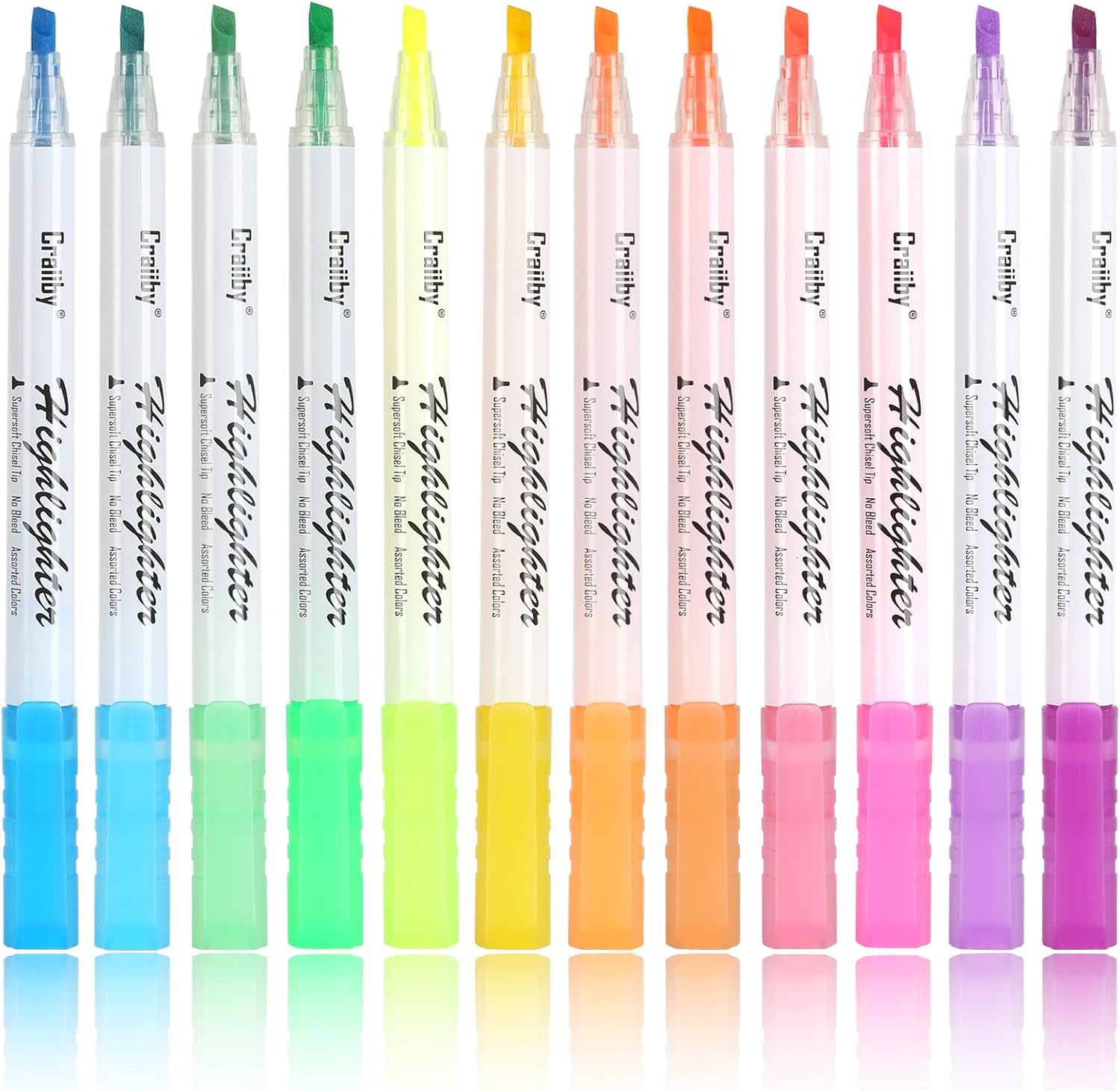 Highlighters – 12 Pack Bright & Pastel Assorted Colors Chisel Tip Quick Drying Aesthetic No Bleed Highlighters for Bible Journaling Planner Notes, Marker Pen