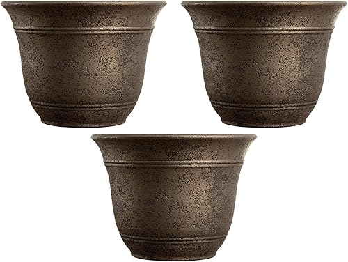 The HC Companies - Maceta redonda de plástico tradicional para interiores y exteriores, 13 pulgadas de ancho, para plantas y flores de jardín,