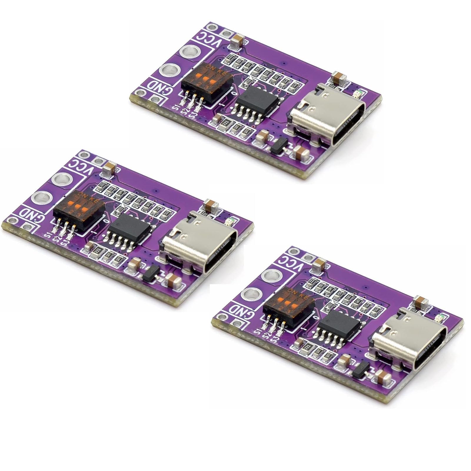 GERUIPack of 3 Type-C PD/QC/AFC Fast Charge Decoy Trigger Module, Support 5V 9V 12V 15V 20V Fixed Voltage Output, Decoy Fast Charge Trigger Module