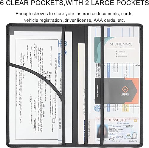 Miniatura 4 de Tarjetero de alta calidad para registro y seguro de automóvil con cierre magnético, organizador de coche para documentos, tarjetas, licencia (negro)