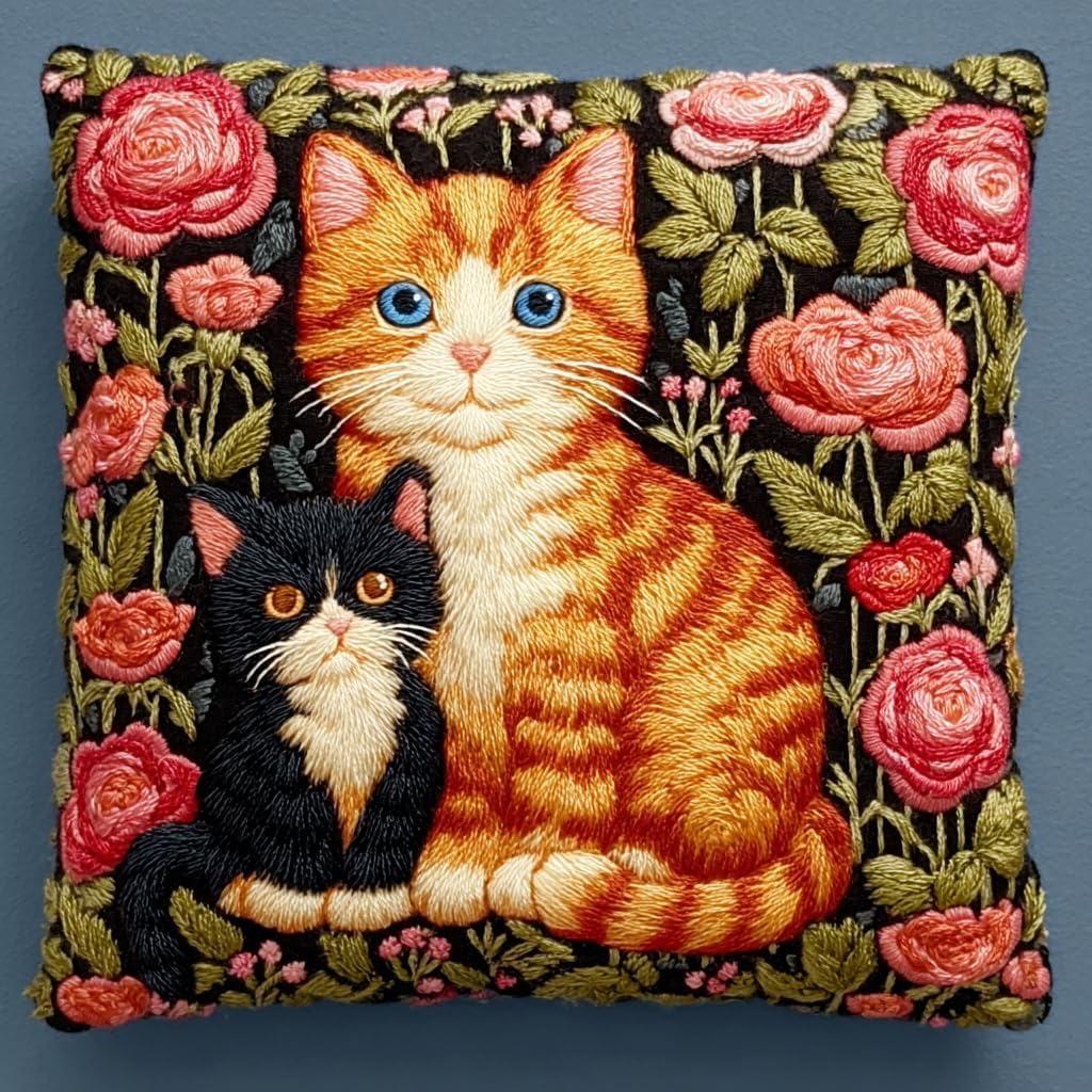 Amcdjkery Latch Hook Kit for Pillow - Create Your Own 17x17 Inch Cute Cat Plush Pillow Cover | Beginner Friendly Craft Kit | Pre-Cut Yarn & Printed Canvas-10