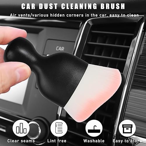 Miniatura 10 de 2 cepillos de polvo para el interior del automóvil, suaves y sin arañazos, herramienta universal de limpieza interior del vehículo para salpicadero