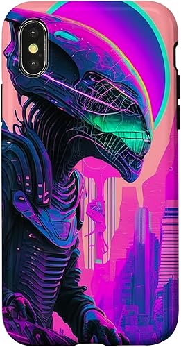 Miniatura 7 de iPhone 14 Pro Max Cool Retro Alien Sunset Tropical Trippy Vaporwave Sky Art Case