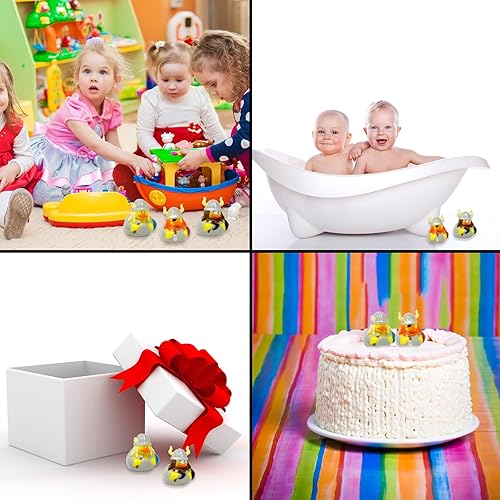 Miniatura 2 de Viking Unique Duckies - 12 patos de goma para suministros de fiesta medieval, decoraciones vikingas, tema de fiesta de caballero, patito Jeep,