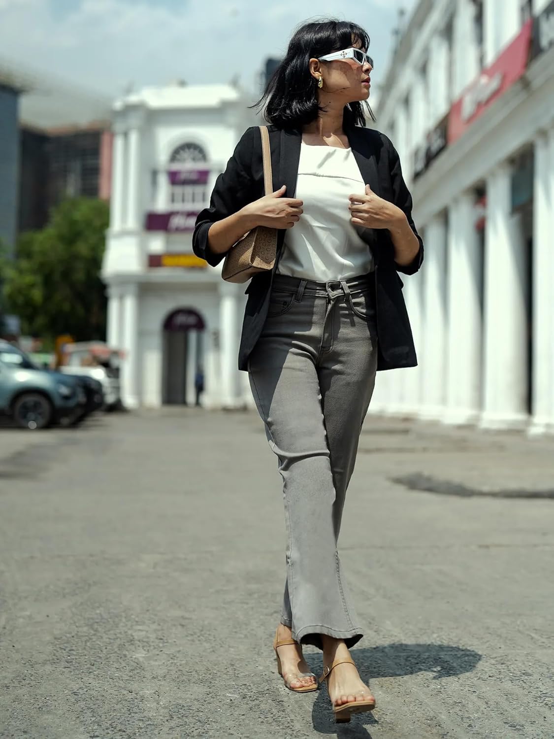 Taylor Light Grey Mid Rise Flared Jean – Cotton Blend 5 Pocket Design Flared Fit, Button Closure Machine Washable - Image 5