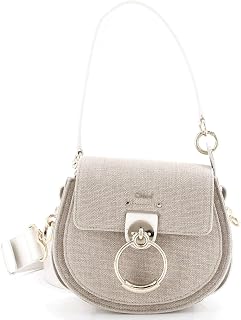 Pre-Loved Tess Bag Canvas with Leather Small, Neutral