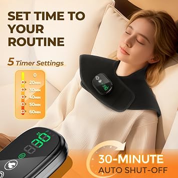 Neck and Shoulder Heating Pad Cordless for Pain Relief, Heated Neck and Shoulder Wrap Electric Warmer Pads