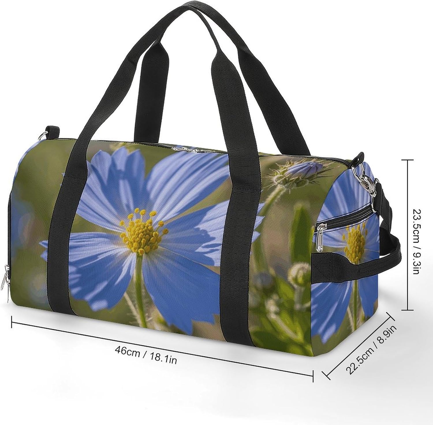 Gym Bag for Men Travel Duffle Bag And Blue Flower Leaves Tote Bag Weekender Duffel Bag Weekender Bag for Sports