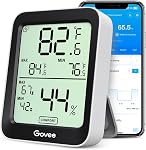 Govee Thermomètre Bluetooth Hygromètre, température ambiante APP Alertes et stockage des données, 50m Gamme Bluetooth, grande LCD Affichage, capteur de moniteur d'humidité pour le garage à serres bébé