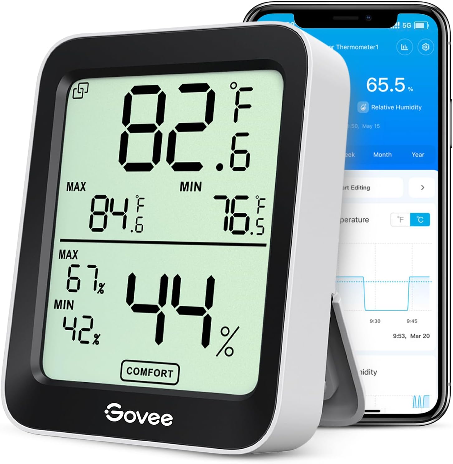 Govee Room Thermometer Hygrometer, Bluetooth Digital Indoor Humidity Meter with Smart Alert and Data Storage, Temperature Monitor for Baby Greenhouse