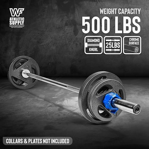Miniatura 3 de WF Athletic Supply Barra olímpica de 5 pies, 6 pies, 7 pies para discos de peso de 2 pulgadas, barra de acero sólido para hombres y mujeres, barra