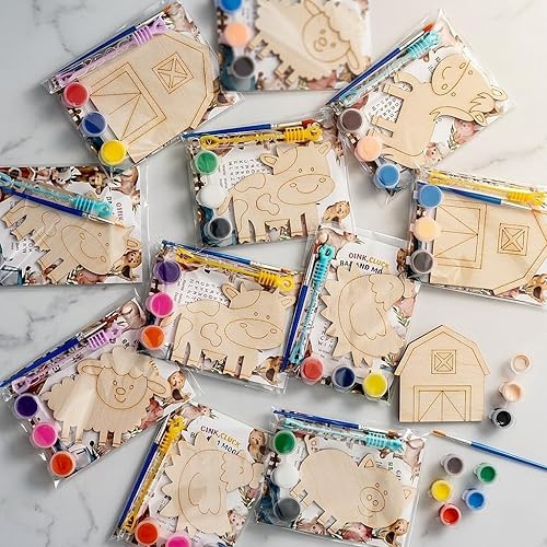 GEECOZYLIFE Farm Animals Party Favors - 12PCS Farm Animal Wooden