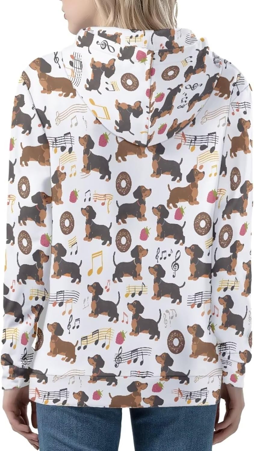 Loose Fit Zipper Hoodies for Women Soft Print Hoodie with Front Pocket Relaxed Comfy Hooded Sweatshirt - Image 4