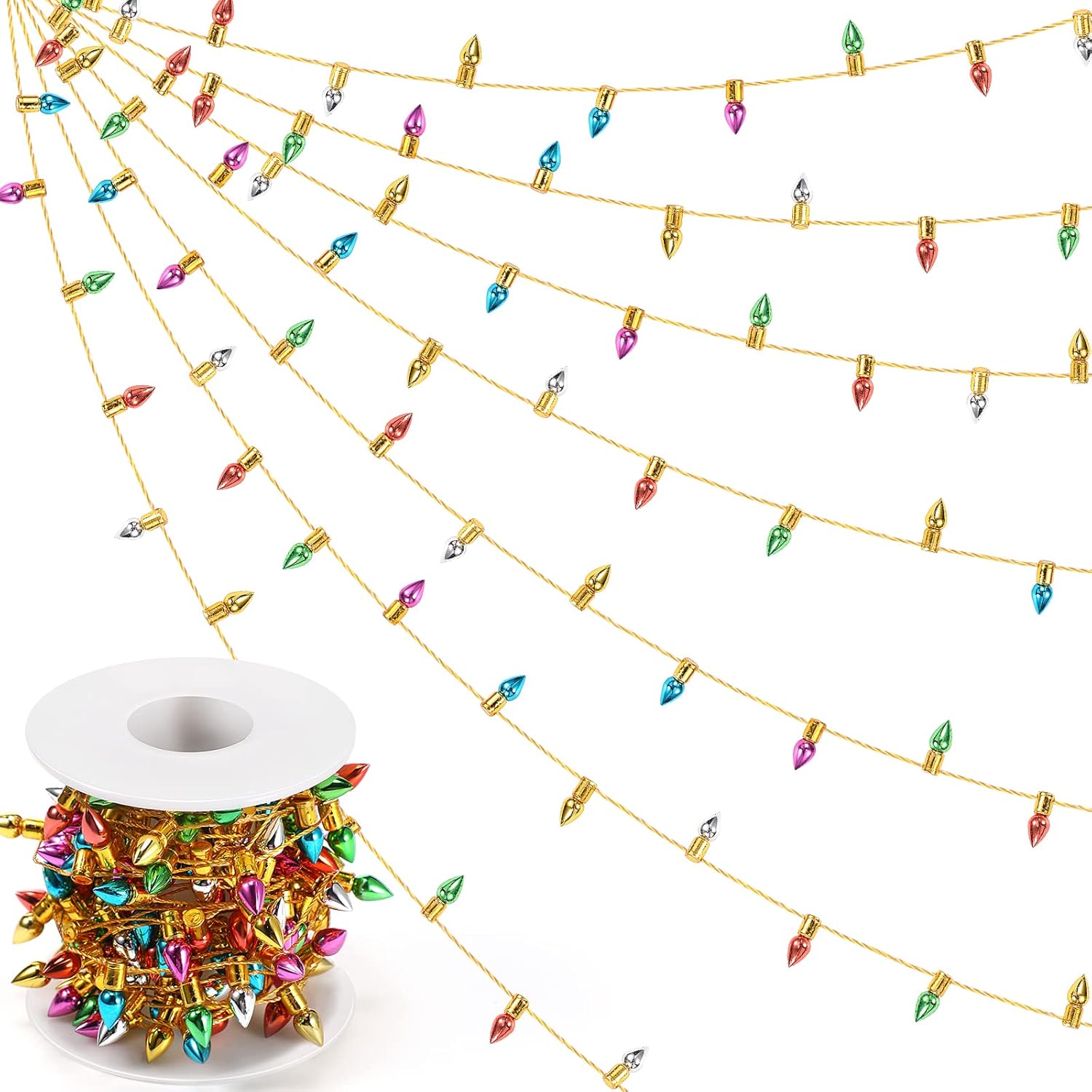 Mudder Dollhouse 197 Inch Dollhouse Fake Lights String, Christmas Miniatures Decorations for Doll House Miniature Furniture Crafts Accessories Christmas Holiday Party Fairy Garden Cone Style